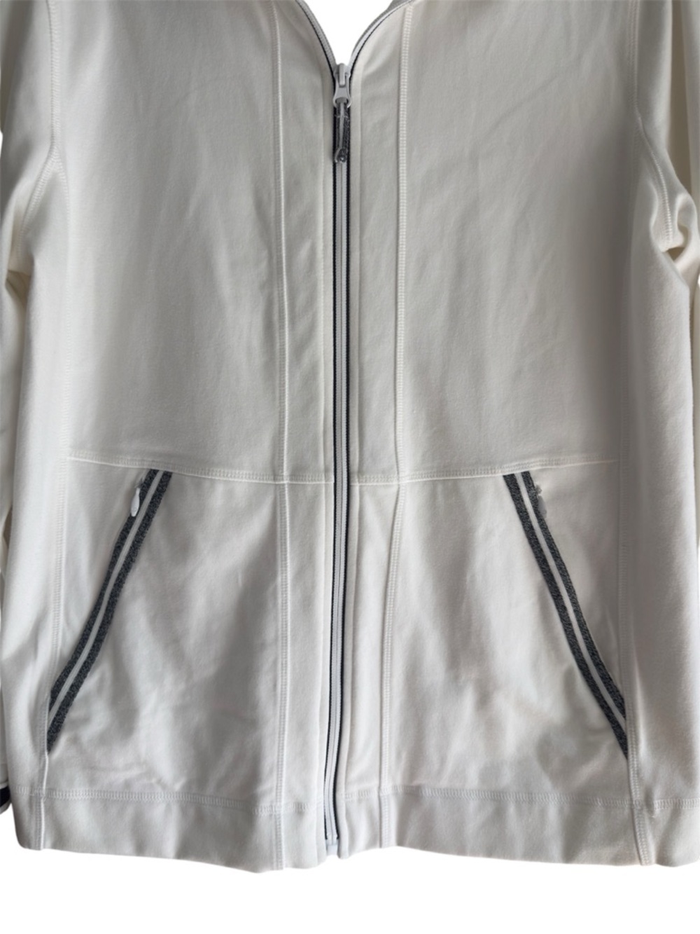 Talbots Oprah “The Jacket” White Zip Jacket Navy Stripe L - Picture 6 of 8